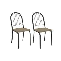 Kit 2 Cadeiras De Cozinha Noruega 2c077prf Aço 2 Un Preto-boucle Bege Fendi - Kappesberg - 1