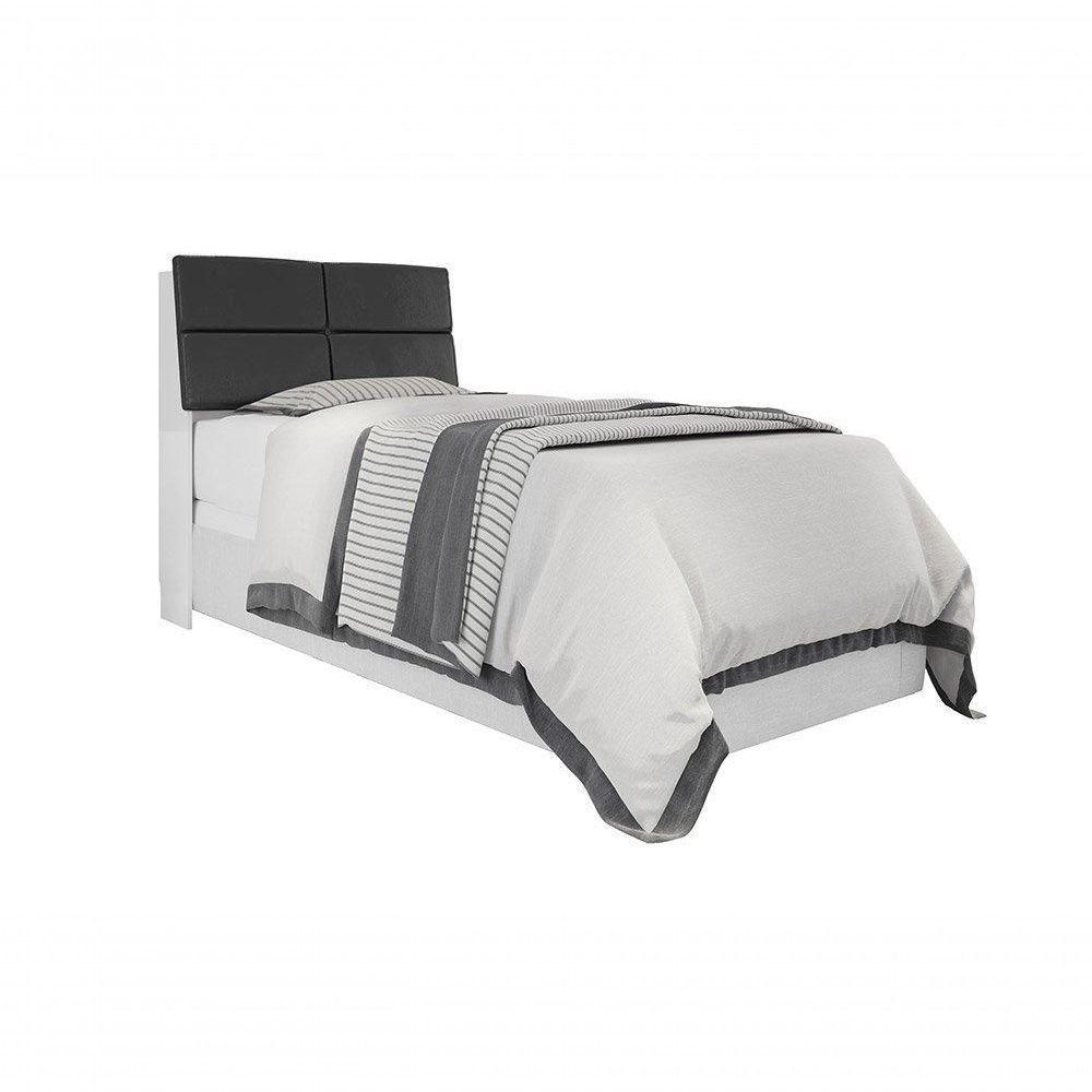 Cabeceira Box Solteiro 0,88 Isis Branco Com Painel Class Preto - Framar Móveis - 2