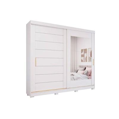 Guarda Roupa Casal 2 Portas De Correr (1 C- Espelho) E 8 Gavetas C- Pés Florença Branco - Panan