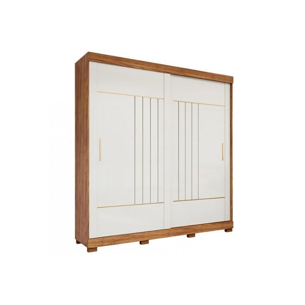 Guarda Roupa Casal 2 Portas De Correr E 3 Gavetas C- Pés Ayla Cinamomo-off White - Panan - 1