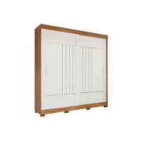 Guarda Roupa Casal 2 Portas De Correr E 3 Gavetas C- Pés Ayla Cinamomo-off White - Panan - 1