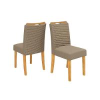 Kit 2 Cadeiras De Cozinha Julia Cedro-linho Bege - Dj Móveis - 1