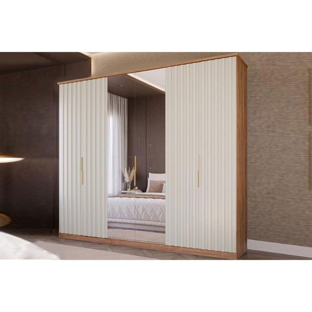 Guarda Roupa Casal 6 Portas ( 2 C- Espelho) E 6 Gavetas La Belle Cinamomo-off White - Panan - 1