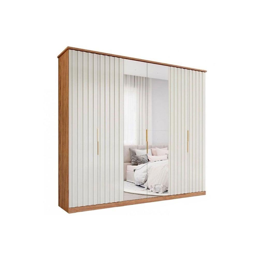 Guarda Roupa Casal 6 Portas ( 2 C- Espelho) E 6 Gavetas La Belle Cinamomo-off White - Panan - 4