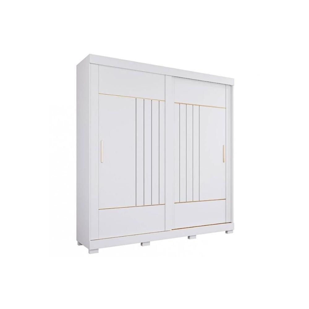 Guarda Roupa Casal 2 Portas De Correr E 3 Gavetas C- Pés Ayla Branco - Panan - 1