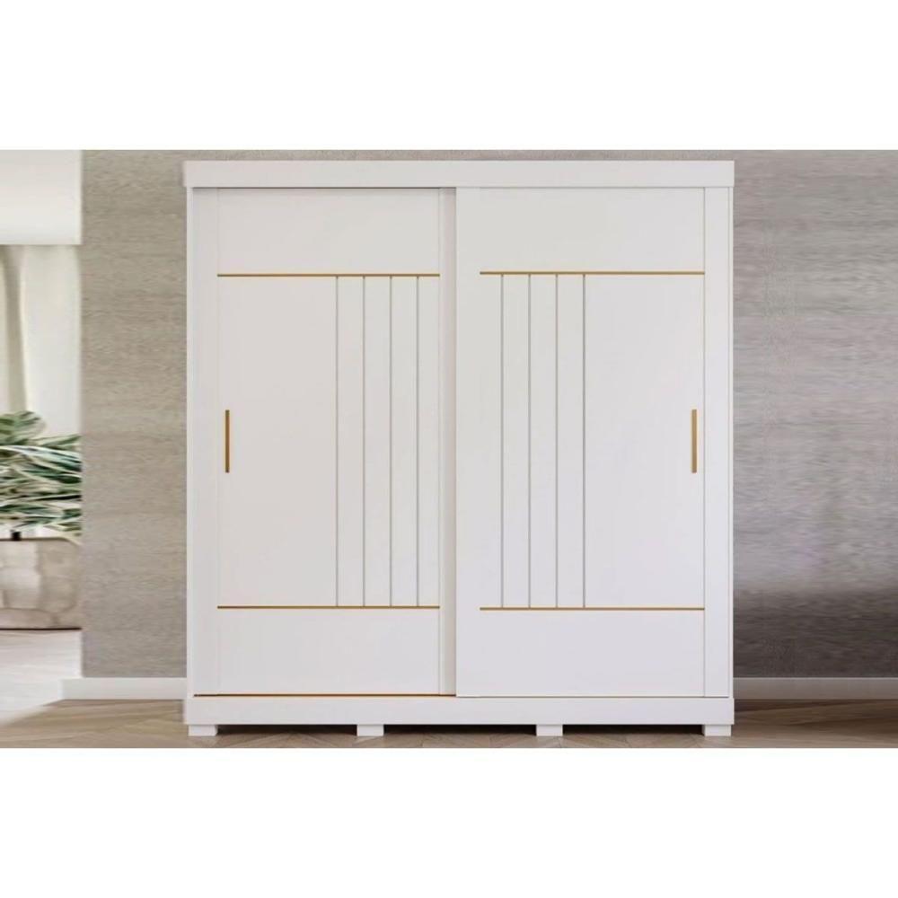 Guarda Roupa Casal 2 Portas De Correr E 3 Gavetas C- Pés Ayla Branco - Panan - 4