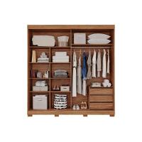 Guarda Roupa Casal 2 Portas De Correr E 3 Gavetas C- Pés Ayla Branco - Panan - 3