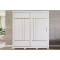 Guarda Roupa Casal 2 Portas De Correr E 3 Gavetas C- Pés Ayla Branco - Panan - 4