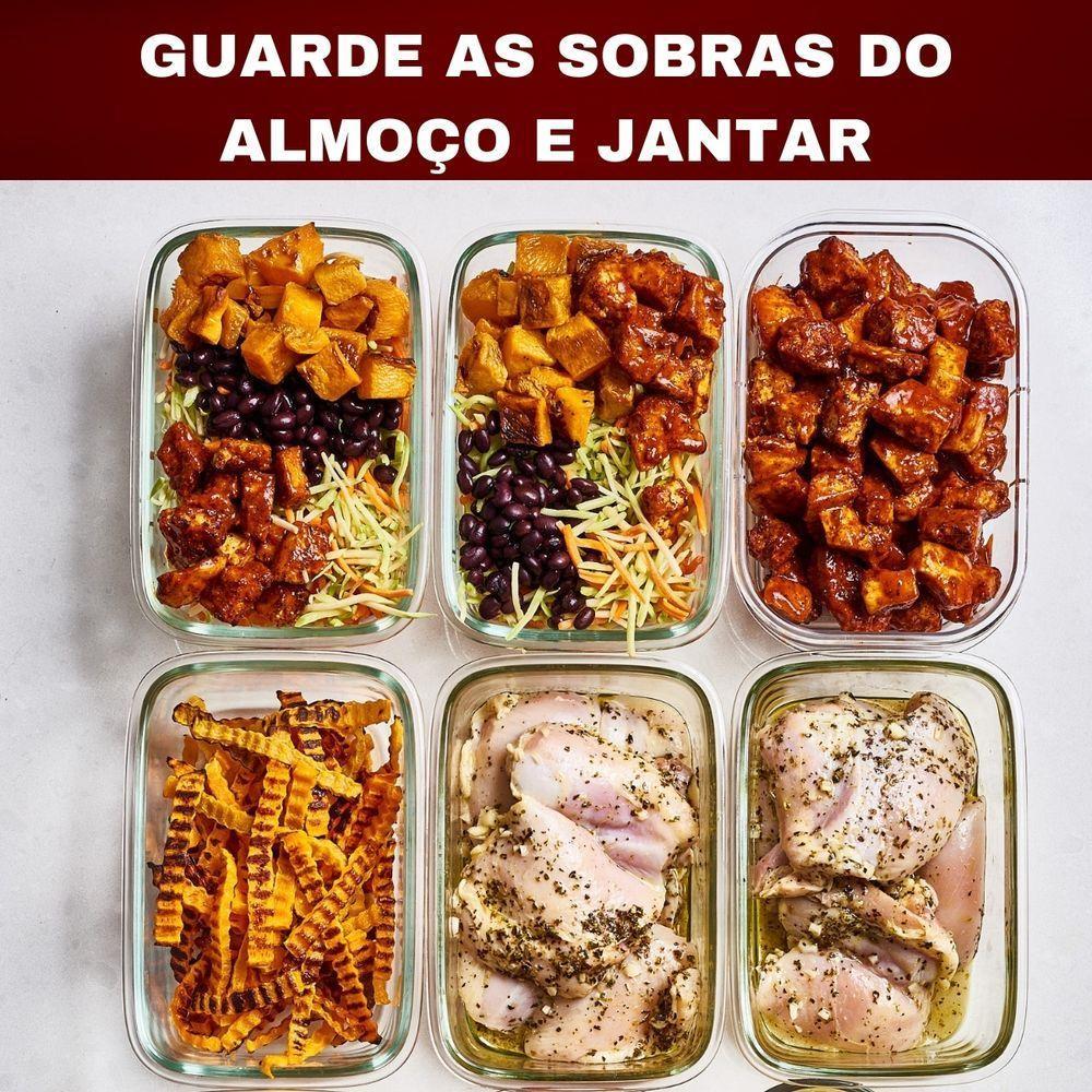 Marmitex De Vidro Hermética Com Tampa 1040ml Mantimentos Para Microondas Freezer Congelador Geladeira Comida Pote - 5