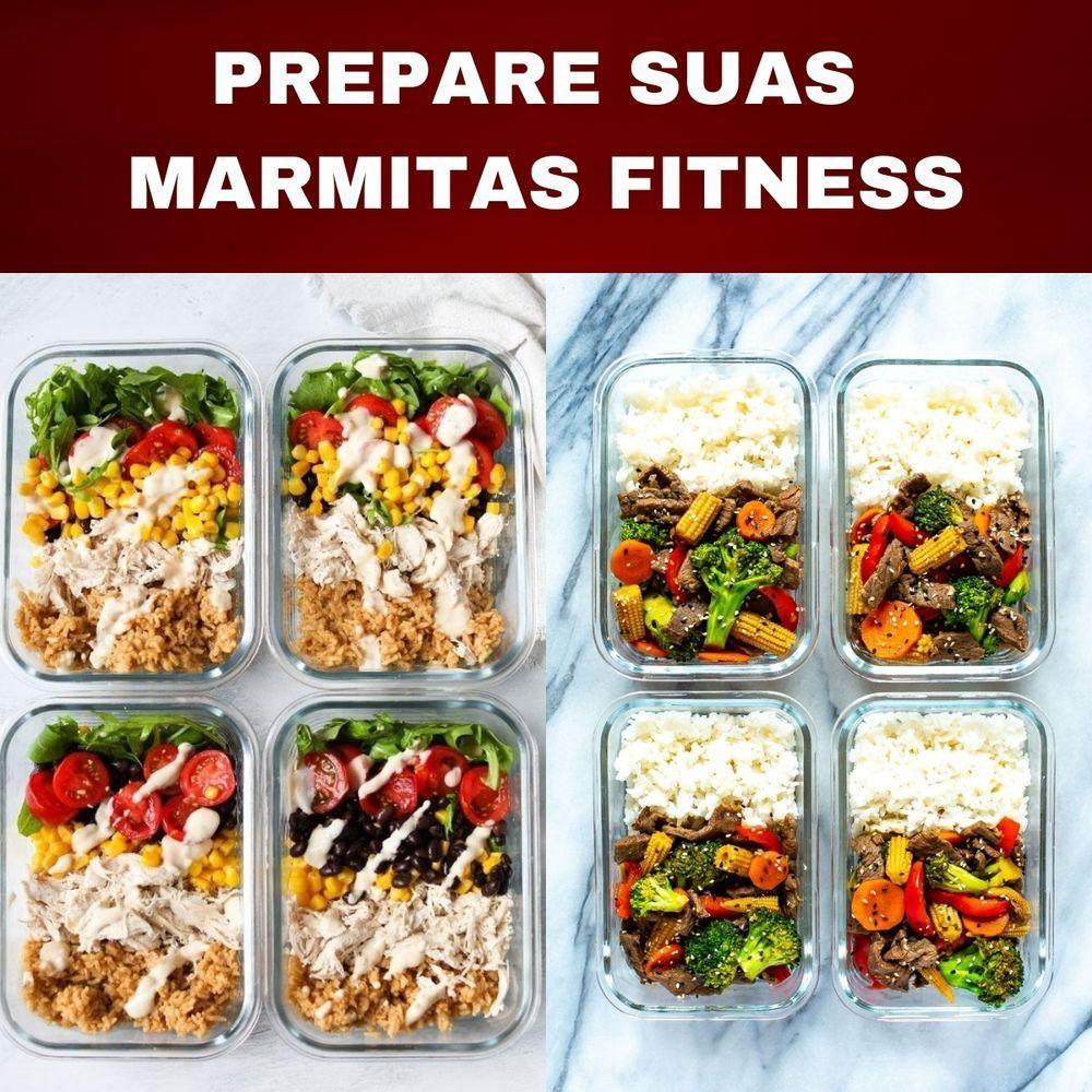 Marmitex De Vidro Hermética Com Tampa 1040ml Mantimentos Para Microondas Freezer Congelador Geladeira Comida Pote - 6