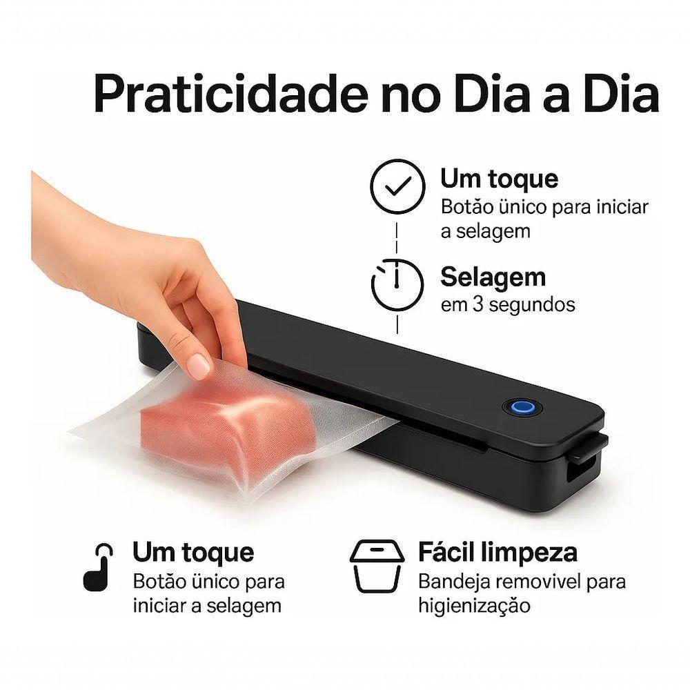 Máquina Seladora A Vácuo Portátil 90w Bivolt Para Conservação De Alimentos - 3