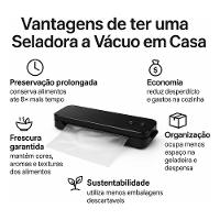 Máquina Seladora A Vácuo Portátil 90w Bivolt Para Conservação De Alimentos - 2