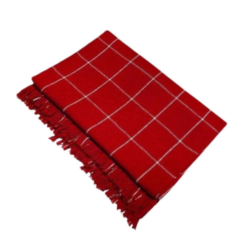 Manta Para Sofá E Cama Grande 2 E 3 Lugares 2,40x1,80 De Luxo Protetora De Sofa Gigante Listrada Vermelho Com Branco - 1