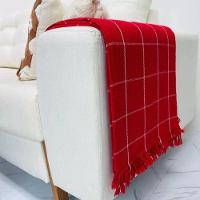 Manta Para Sofá Grande Gigante 2,40x1,80 Xadrez Capa Protetora Cama Sofa King 2 E 3 Lugares Vermelho-branco - 1