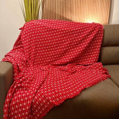 Manta Grande Para Sofá Cama 2 E 3 Lugares 2,50x1,80cm Capa De Sofa Gigante 100% Algodão Na Promoção Vermelho-branco