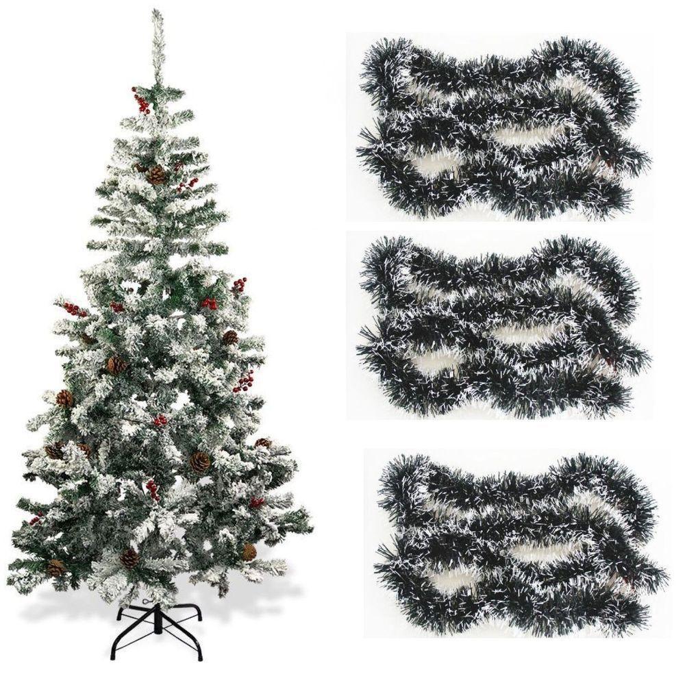 Kit Pinheiro Arvore De Natal 1,80m Luxo Com Neve Nevada 611 Galhos + 3 Festão Nevado árvore Cheia - 7