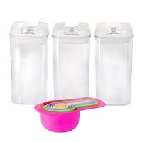 Kit 3 Potes Herméticos Multiuso 1200ml Para Cozinha + 6 Colheres Guardar Condimentos Dosadora - 1