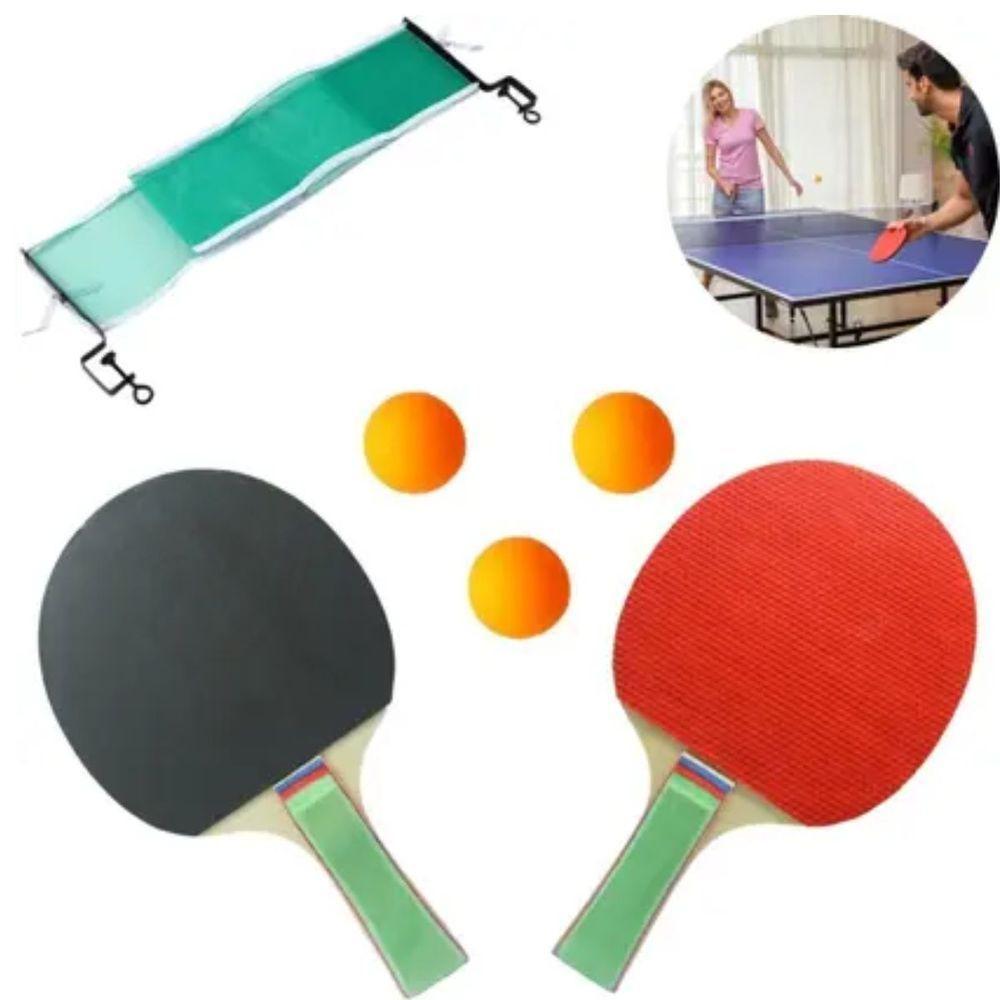 Kit Completo De Ping Pong Com Rede Duas Raquetes E Tres Bolinhas - 1