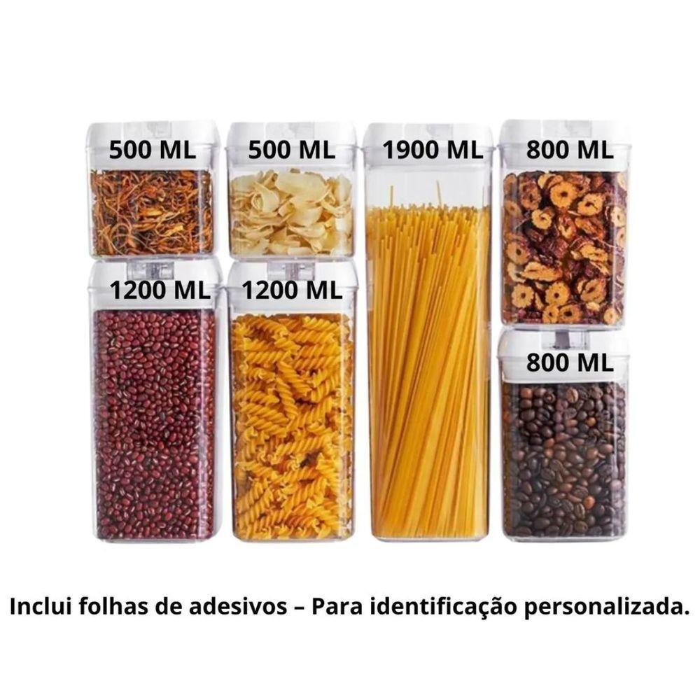Kit 7 Potes Herméticos Acrílico Cereais Bolachas Castanhas Macarrão Sucrilhos - 2