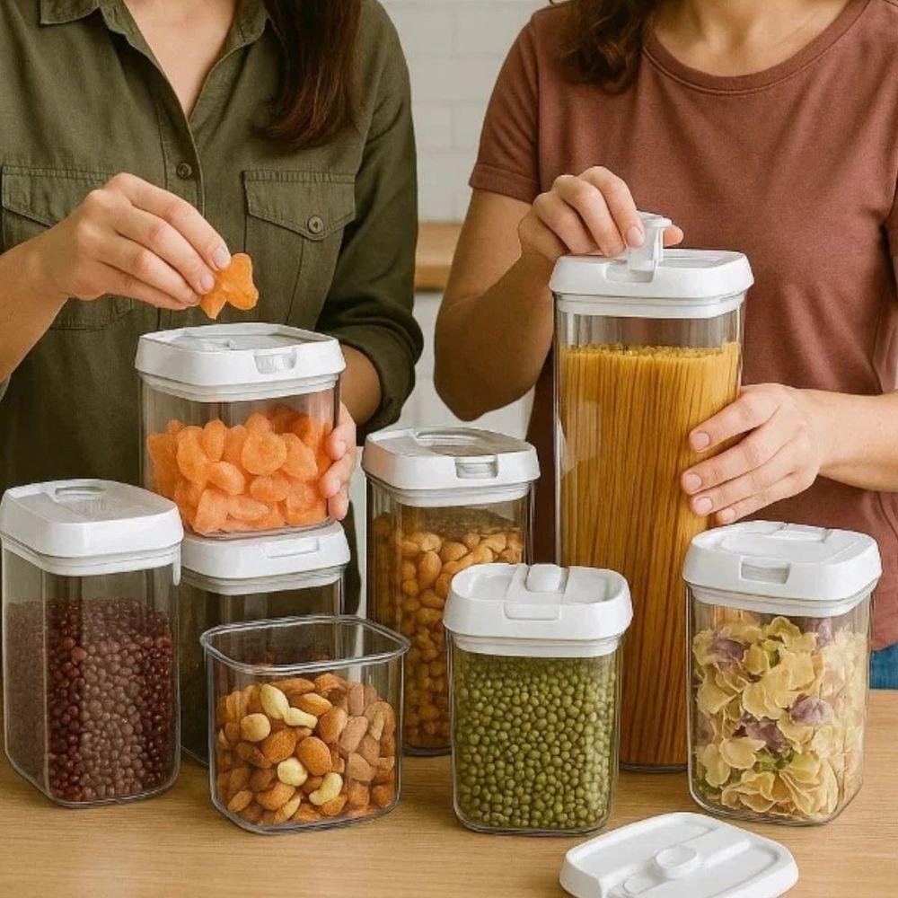 Kit 7 Potes Herméticos Acrílico Cereais Bolachas Castanhas Macarrão Sucrilhos - 3