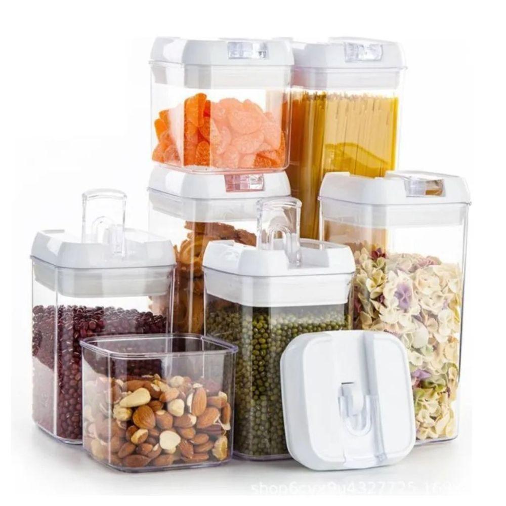Kit 7 Potes Herméticos Acrílico Cereais Bolachas Castanhas Macarrão Sucrilhos - 4