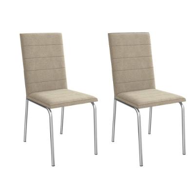 Kit 2 Cadeiras Sala Jantar Amsterdã 2c091 Aço 2 Un Cromado-linho Bege Fendi - Kappesberg