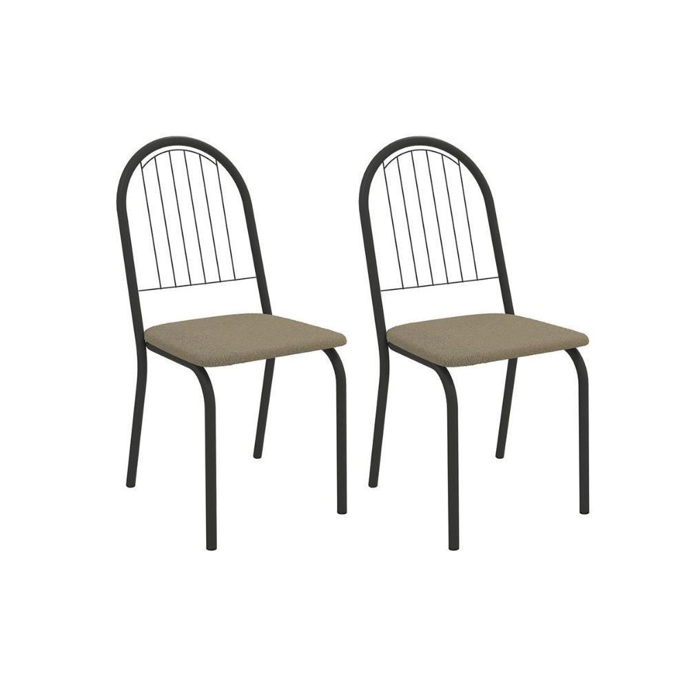 Kit 2 Cadeiras Sala Jantar Noruega 2c077prf Aço 2 Un Preto-boucle Bege Fendi - Kappesberg - 1