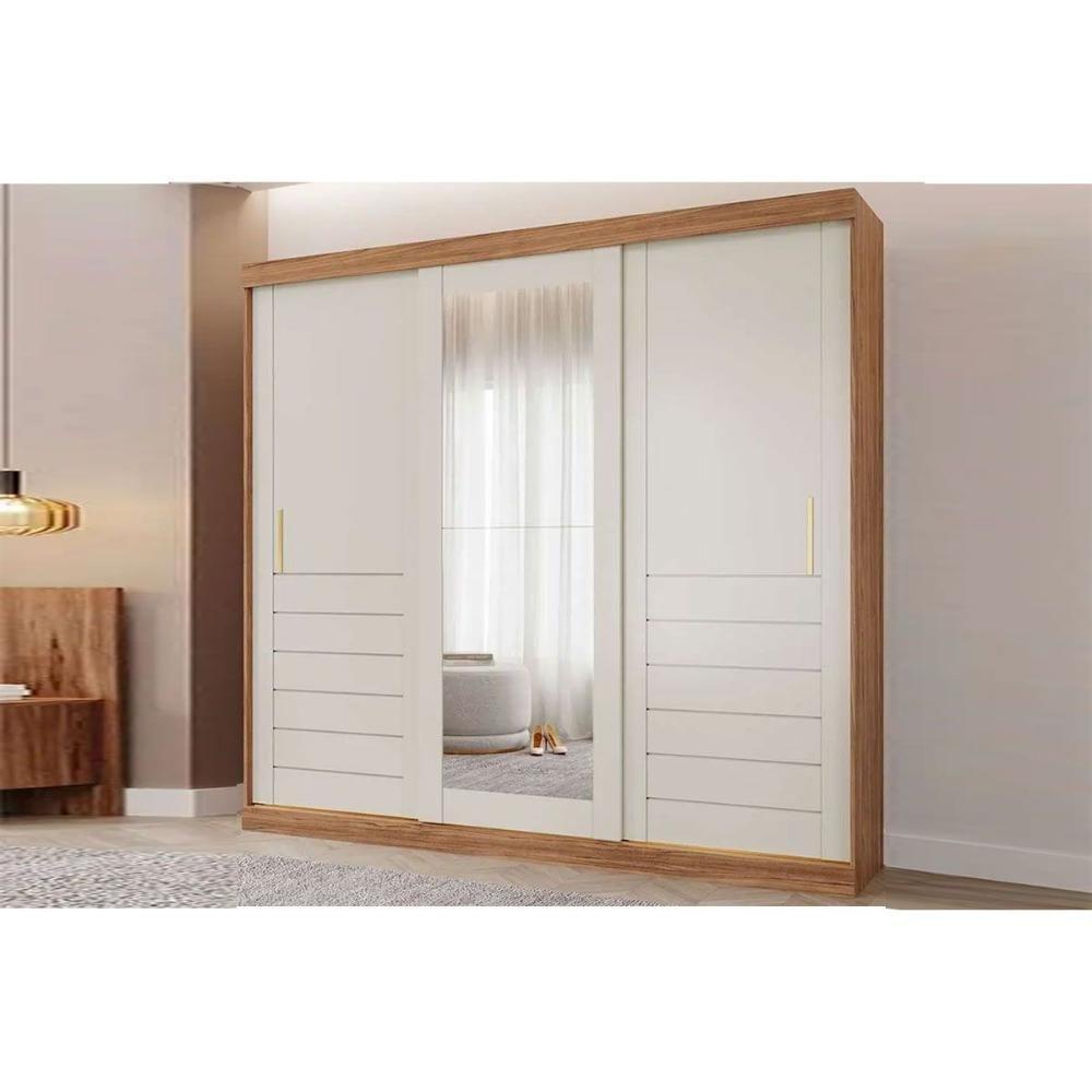 Guarda Roupa Casal 3 Portas De Correr (1 C- Espelho) E 6 Gavetas Cecilia Branco - Panan - 6