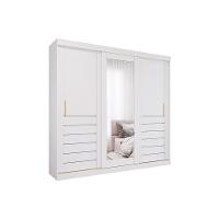 Guarda Roupa Casal 3 Portas De Correr (1 C- Espelho) E 6 Gavetas Cecilia Branco - Panan - 1