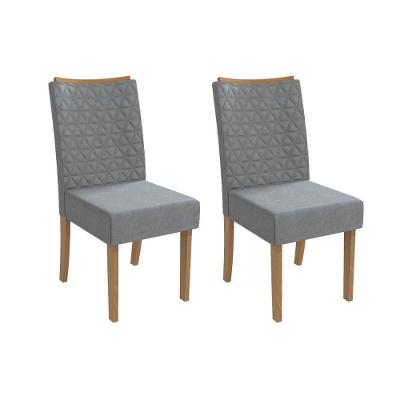 Kit 2 Cadeiras Sala Jantar Rosa 2cad129 Madeirado 2 Un Canela-linho Grafite - Kappesberg