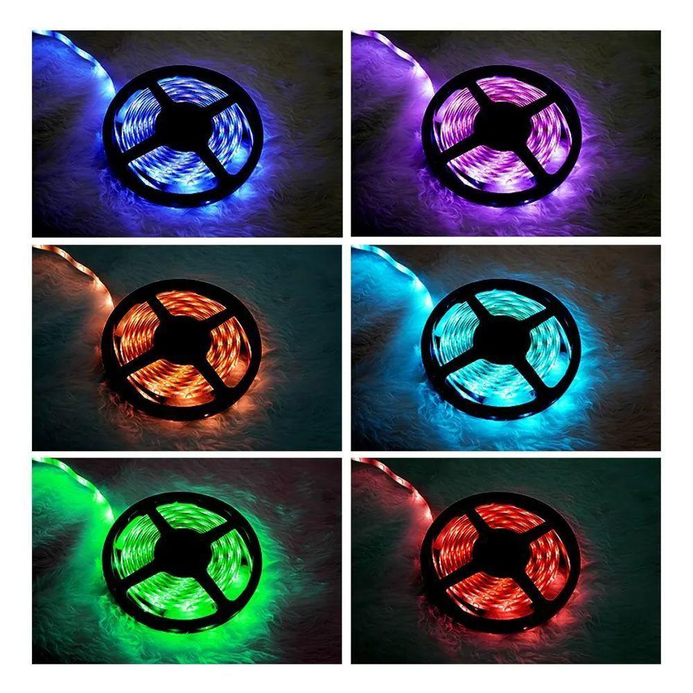 Fita Led Rgb 5m Com Controle Remoto Fonte Bivolt E Efeitos Luminosos - 6