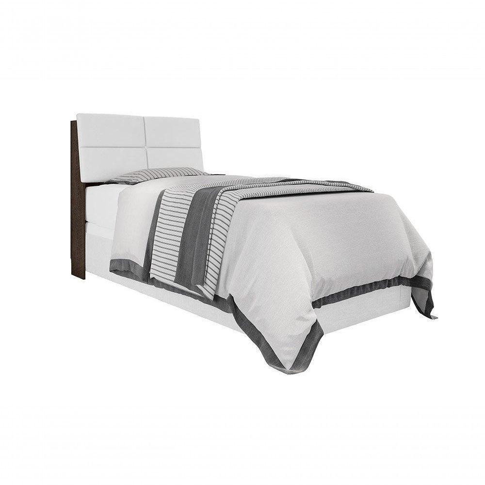 Cabeceira Box Solteiro 0,88 Isis Chocolate Com Painel Class Branco - Framar Móveis - 3