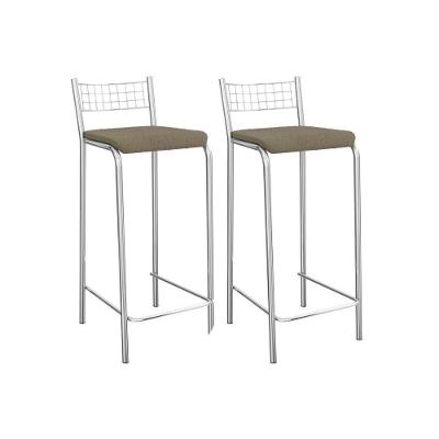 Kit 2 Banquetas Sala Jantar Gênova 2b705cr Aço 2 Un Cromado-boucle Bege Fendi - Kappesberg
