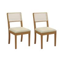 Kit 2 Cadeiras Sala Jantar Lola 2cmm001ca Premium Madeira Maciça 2 Un Carvalho-linho Bege Argila-tela Bege - Kappesberg - 1