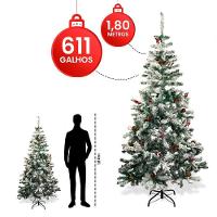 Pinheiro Arvore De Natal 1,80m Luxo Com Neve Nevada 611 Galhos - 2