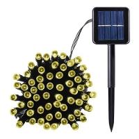 Pisca Cordão Solar Natal 100 Lâmpadas Led Luz Amarelo De 10m