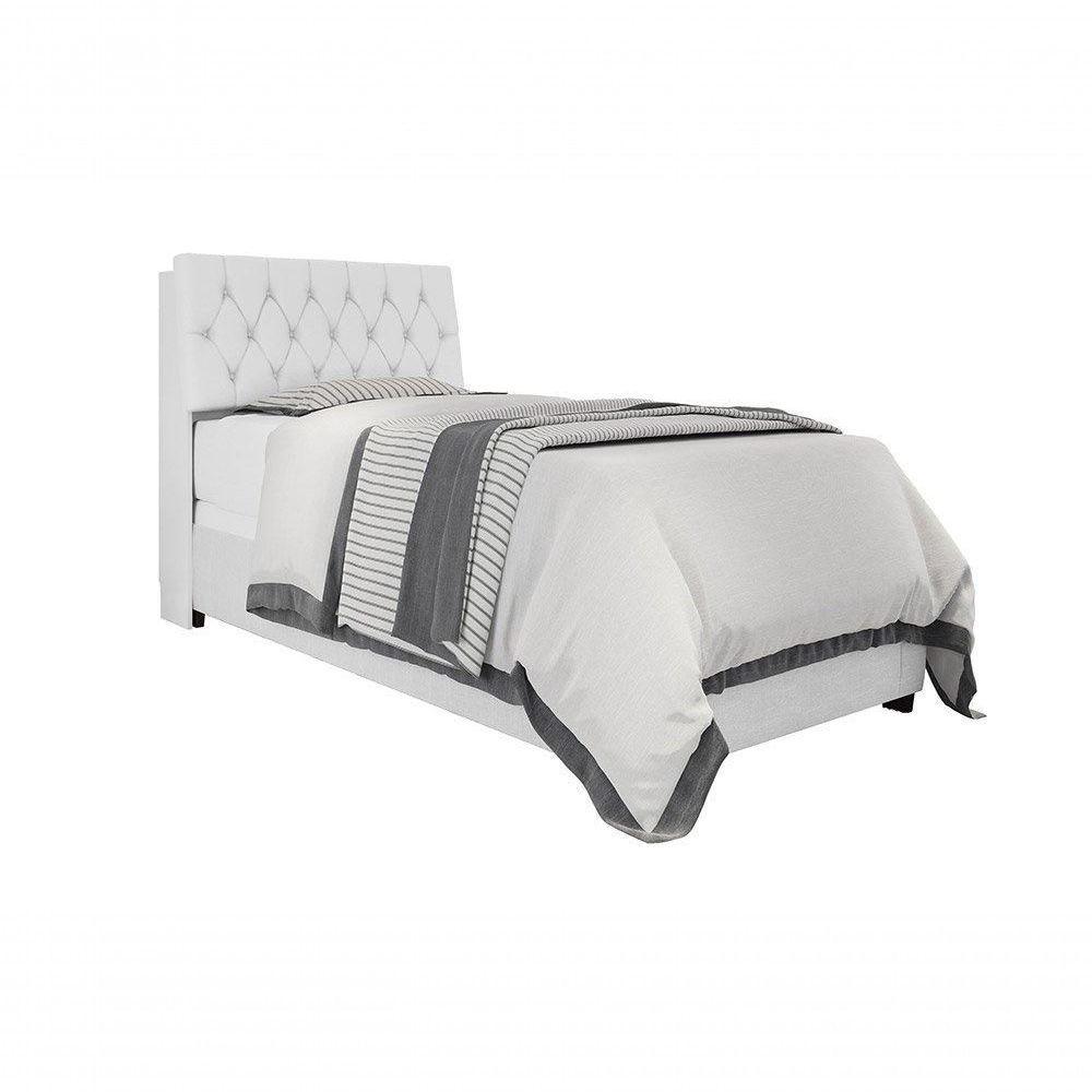 Cabeceira Box Solteiro 0,88 Isis Branco Com Capitonê Branco - Framar Móveis - 4