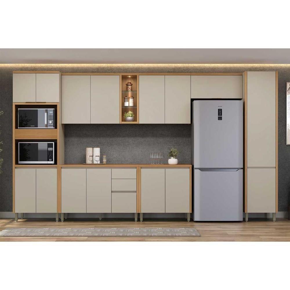 Paneleiro De Cozinha Modulado Allure C- 5 Portas E 2 Nichos P- Fornos 70cm Jequitiba-gris Fosco - Linea Brasil - 7
