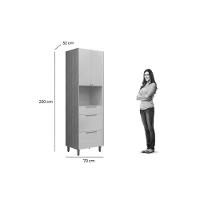 Paneleiro De Cozinha Atena C- 3 Portas 2 Gavetas E 1 Nicho P- Forno 70cm Jequitiba-off White Fosco - Linea Brasil - 3