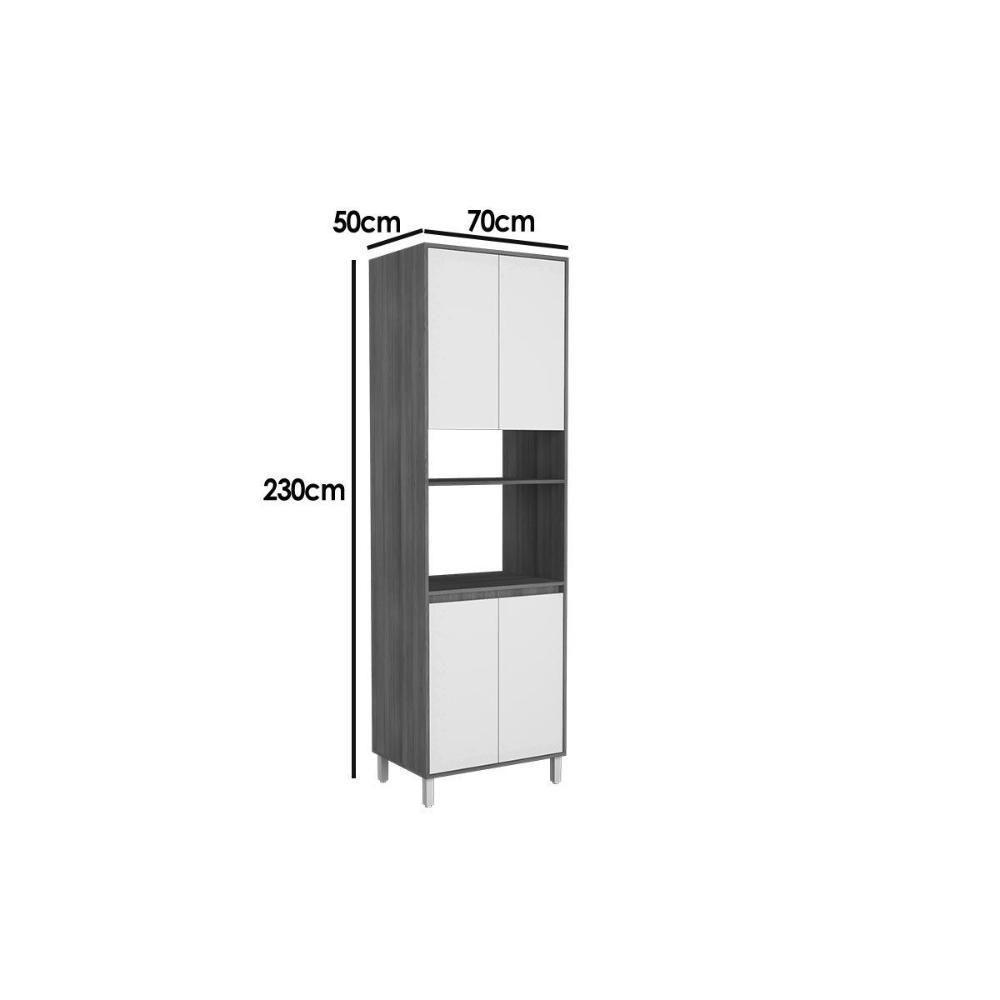Paneleiro De Cozinha Denver Ph 3115 C- 4 Portas 70cm Freijo Rocks-branco - Herval - 4