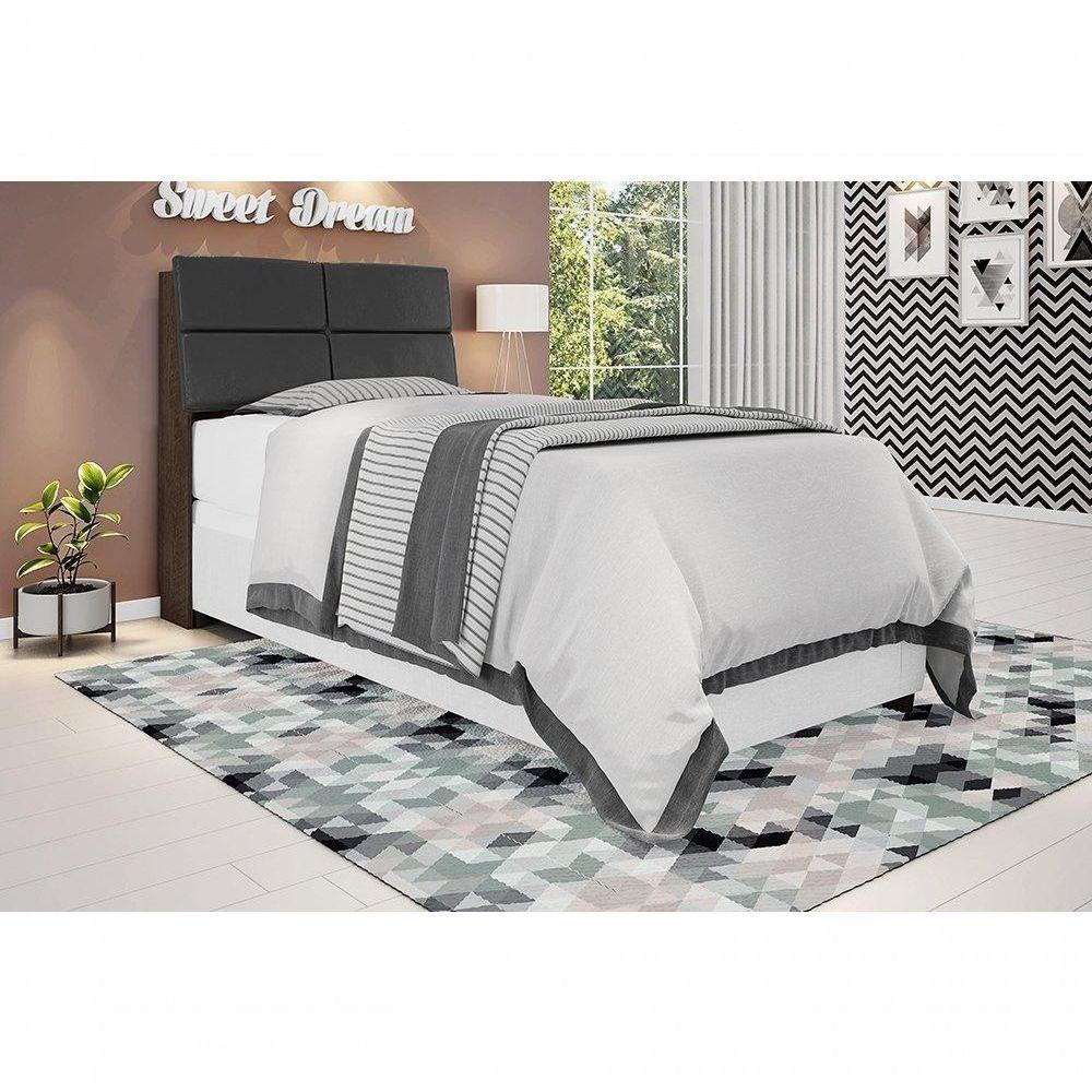 Cabeceira Box Solteiro 0,88 Isis Chocolate Com Painel Class 013 - Framar Móveis - 1