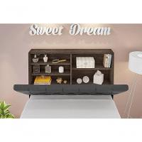 Cabeceira Box Solteiro 0,88 Isis Chocolate Com Capitonê Preto - Framar Móveis