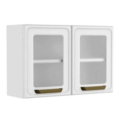 Armário Aéreo Cozinha Modulado Bella C- 2 Portas C- Vidro 80cm Branco - Bertolini
