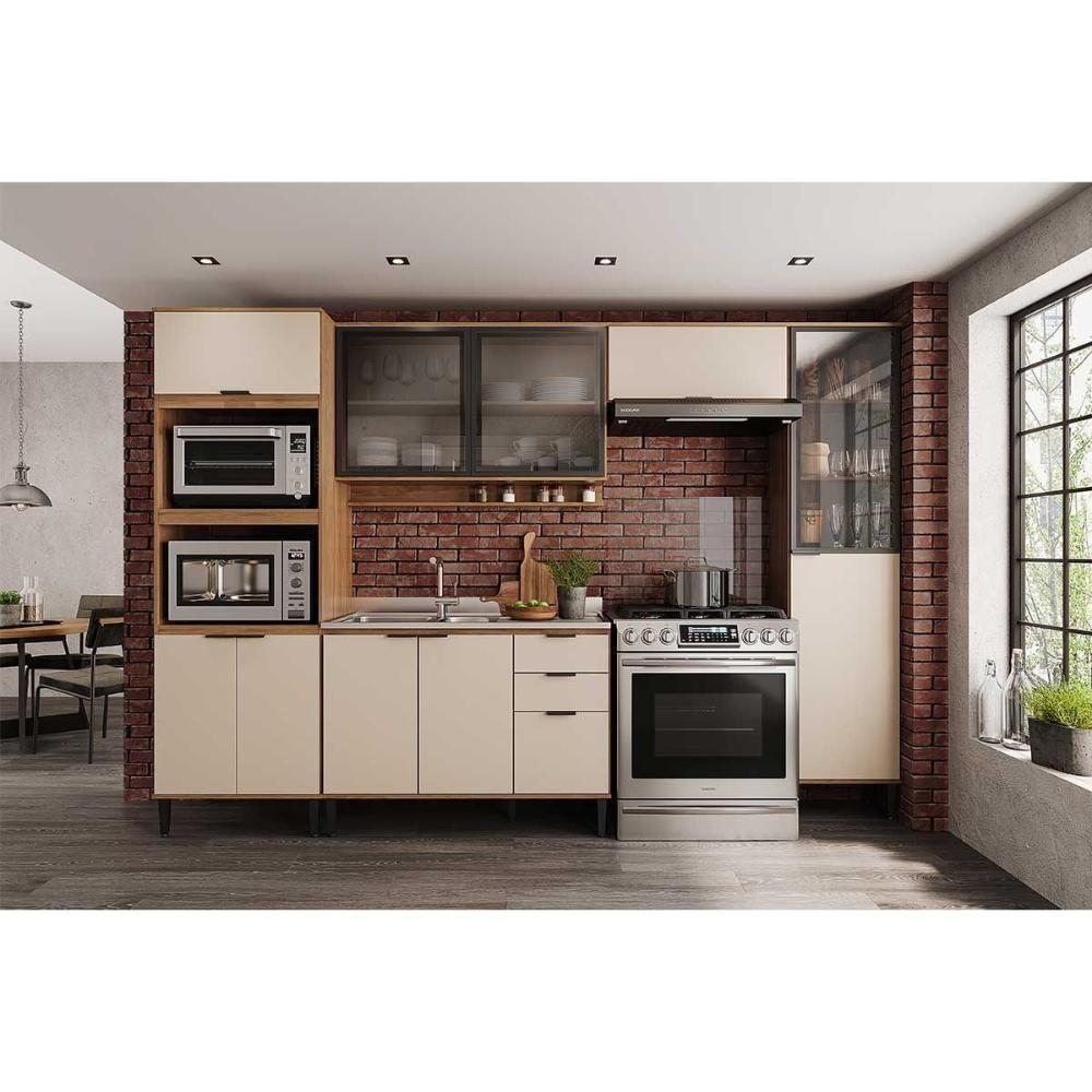 Armário Aéreo Cozinha Modulado Alpha 2500 C- 2 Portas C- Vidro 120cm Branco - Carraro - 2