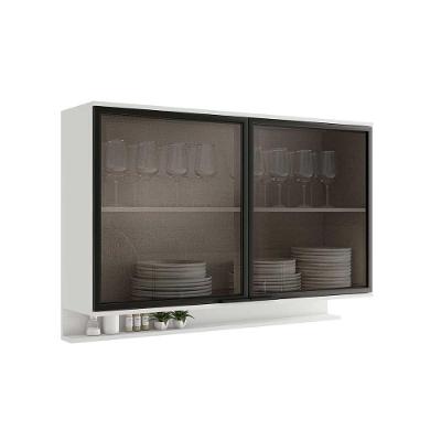 Armário Aéreo Cozinha Modulado Alpha 2500 C- 2 Portas C- Vidro 120cm Branco - Carraro