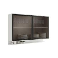 Armário Aéreo Cozinha Modulado Alpha 2500 C- 2 Portas C- Vidro 120cm Branco - Carraro - 1