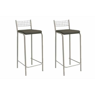 Banqueta Sala De Jantar Gênova 2b705nk Aço Kit 2 Un Niquel-suede Escuro - Kappesberg