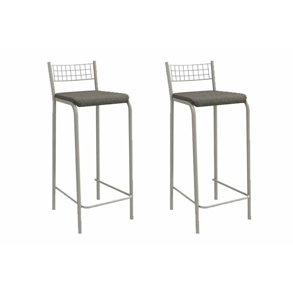 Banqueta Sala De Jantar Gênova 2b705nk Aço Kit 2 Un Niquel-linho Escuro - Kappesberg - 1
