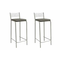 Banqueta Sala De Jantar Gênova 2b705nk Aço Kit 2 Un Niquel-linho Escuro - Kappesberg - 1