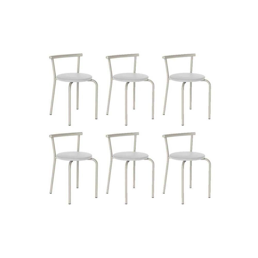 Banqueta Sala De Jantar 105 Kit 6 Uni Prata-courano Branco - Carraro - 1